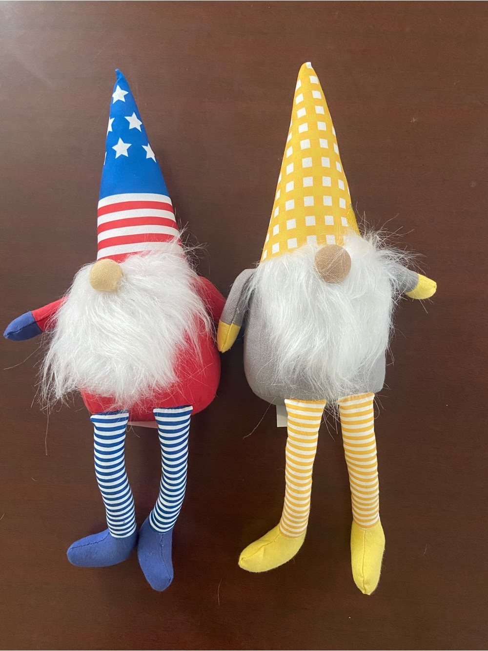 Set of 2 Holiday Gnome Plush Dolls - Red/Blue & Gray/Yellow